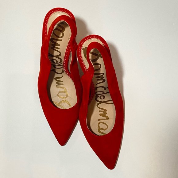 SAM EDELMAN Dierdra Slingback Pump | Women's Size 9 M | Red Suede - Picture 3 of 5